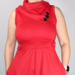 Monteau Los Angeles Red Sleeveless Dress - Stylish & Chic, Size Small
